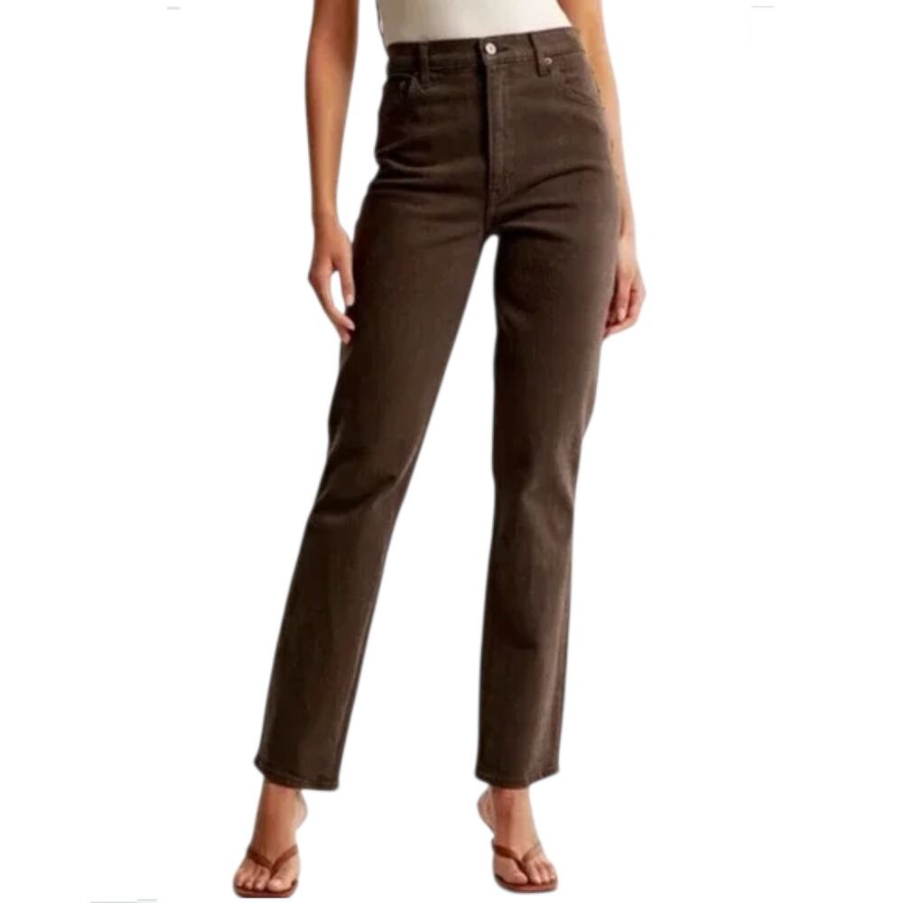 Abercrombie & Fitch Jeans Womens SZ 26/2R Brown The 90s Straight Ultra Rise - Picture 3 of 12